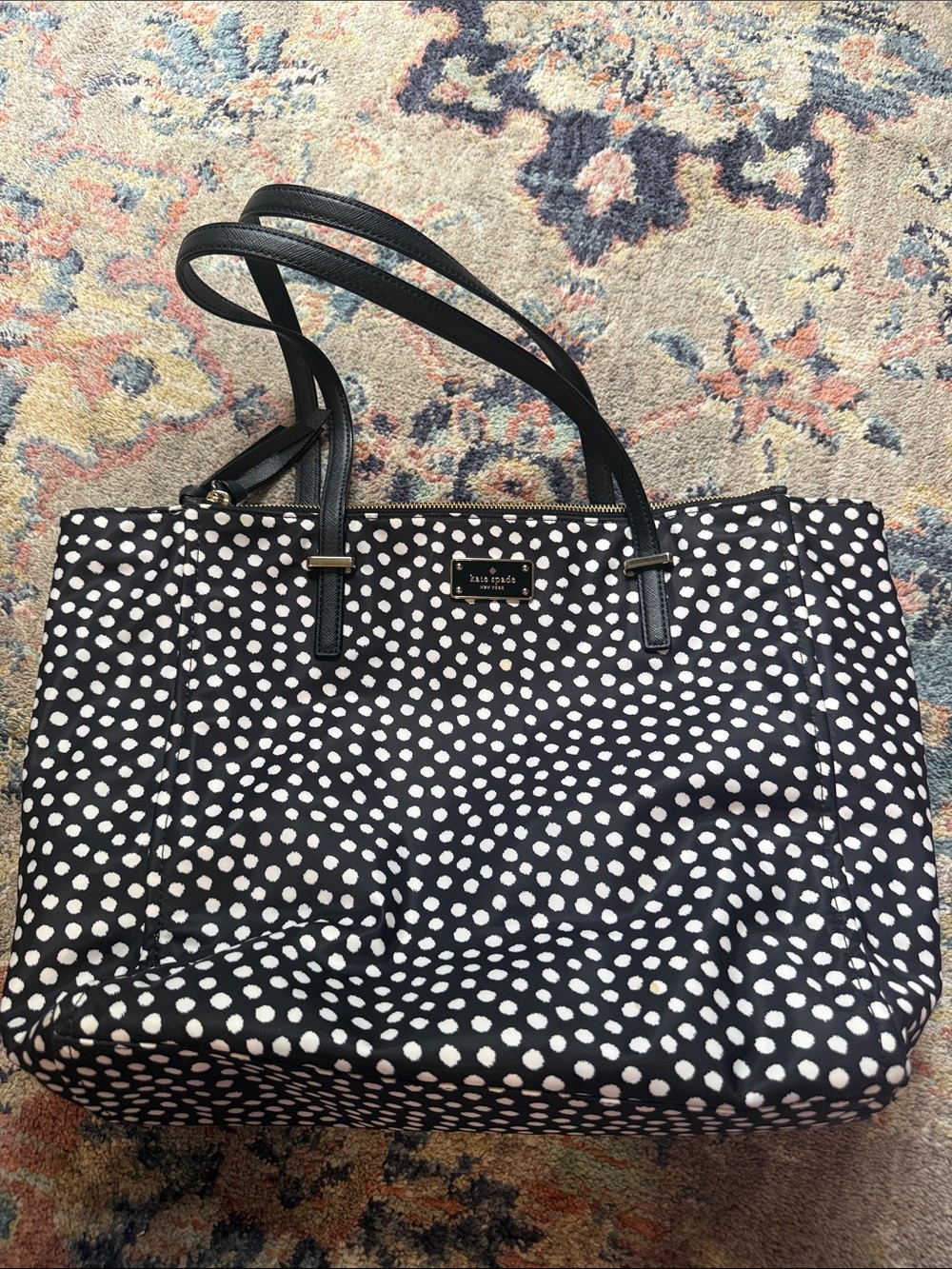 kate spade Black and White Spot Print Tote